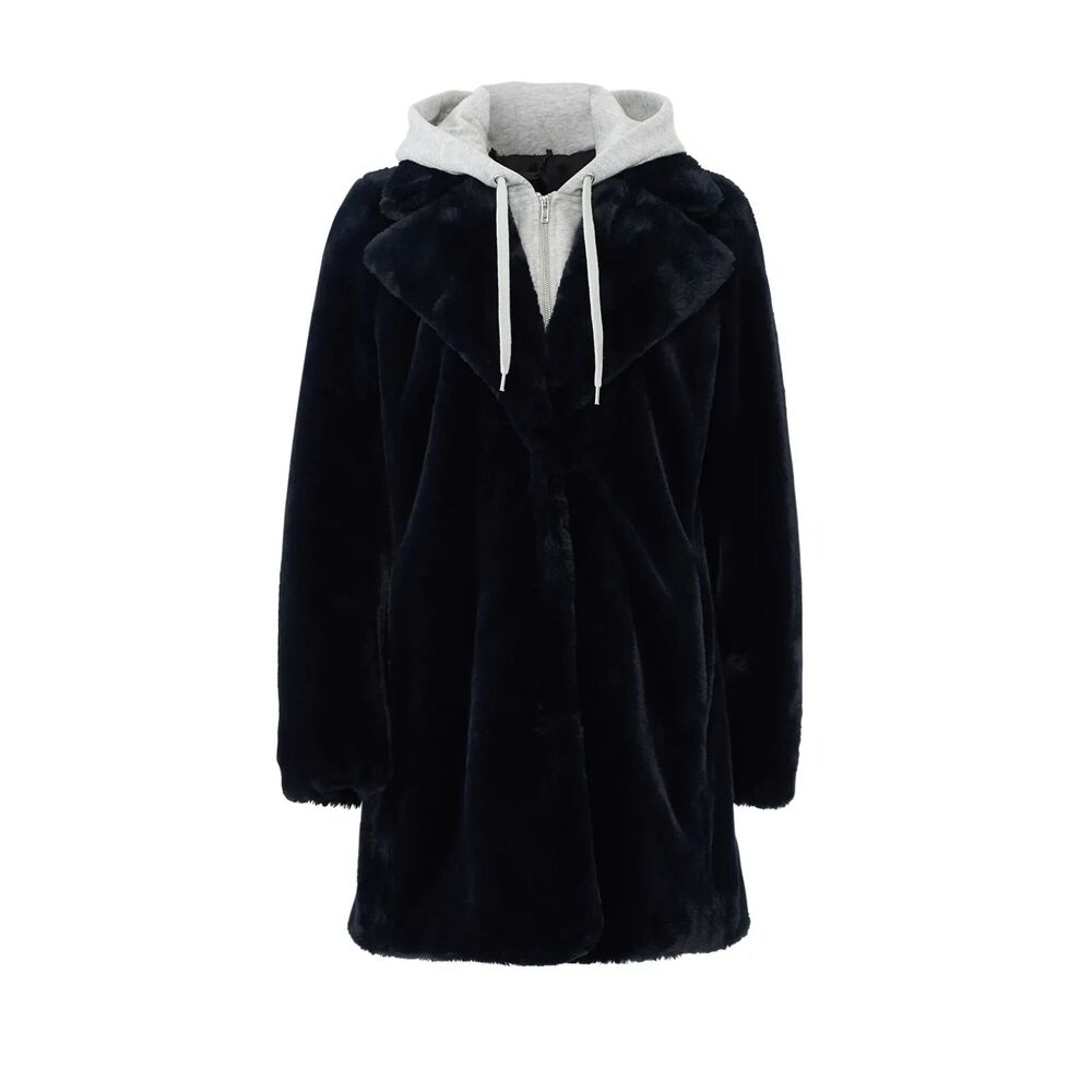 Kendall + Kylie Dark Blue Faux Fur Coat M
